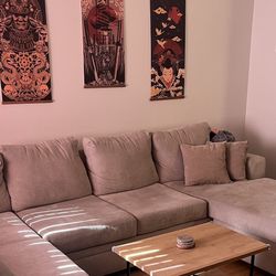  Sand Colored Sectional Couch Sofa From Living Spaces (accepting Offers) 