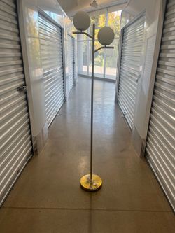 Modern Globe Floor Lamp with Brass Base