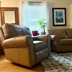 Leather Sofa/couch And Recliner Set 