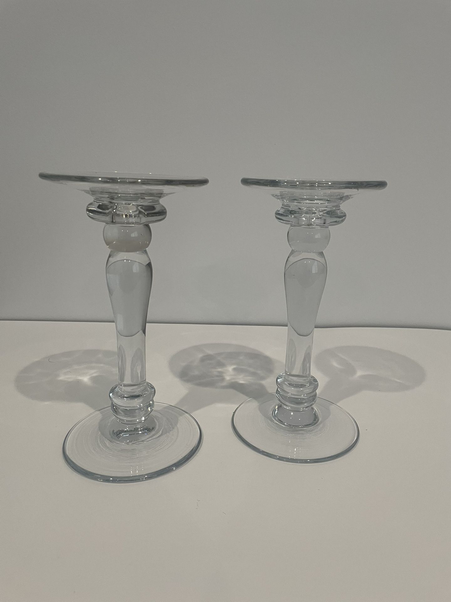  Glass Doric Column Candlesticks