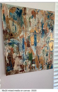 Original 16x20 Mixed Media Abstract Painting – "Gilded Earth"