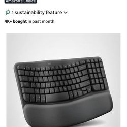 Logitech Wave Keys Wireless Ergonomic Keyboard with Cushioned Palm Rest, Comfortable Natural Typing, Easy-Switch, Bluetooth, Logi Bolt Receiver, for M