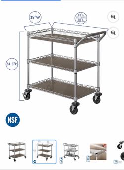New in box 3-Tier Heavy-Duty Commercial Utility Cart, 34” L x 18” W x 34.5” H