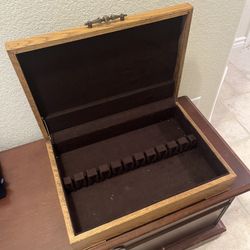 Vintage Wooden Box Silverware Storage 