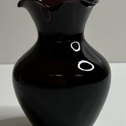 Vintage Dark Amethyst Small Bud Vase Scalloped Rim