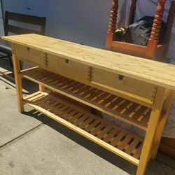 Rustic Console Table With 2 Shelves