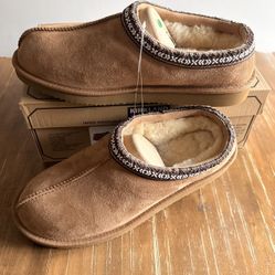 Kirkland Signature Unisex Shearling Slippers Tan Men’s 11 Women 12 Genuine Wool