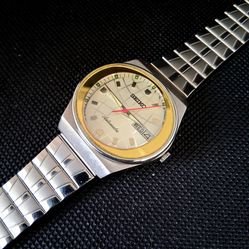 Men's Vintage Seiko 5 Silver & Gold Wrist Watch RARE
