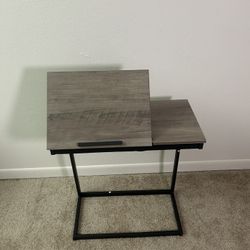 TUTOTAK C Shaped End Table, Large Side Table Tiltable Desk with Storage Bag