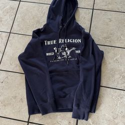 True Religion Navy Blue Buddha World Tour Graphic Hoodie XL