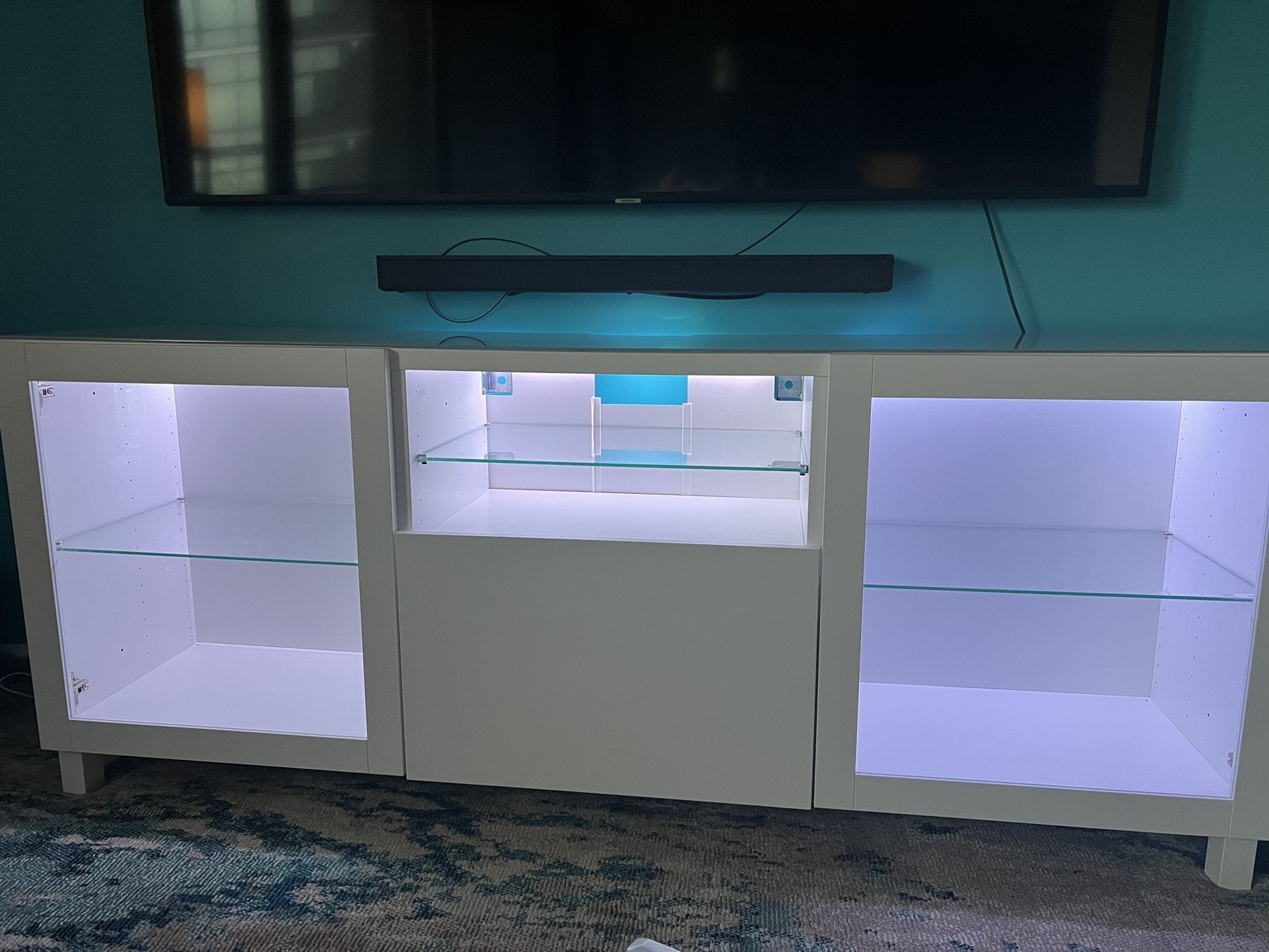 IKEA BESTA TV STAND WITH COLOR CHANGING LIGHTS