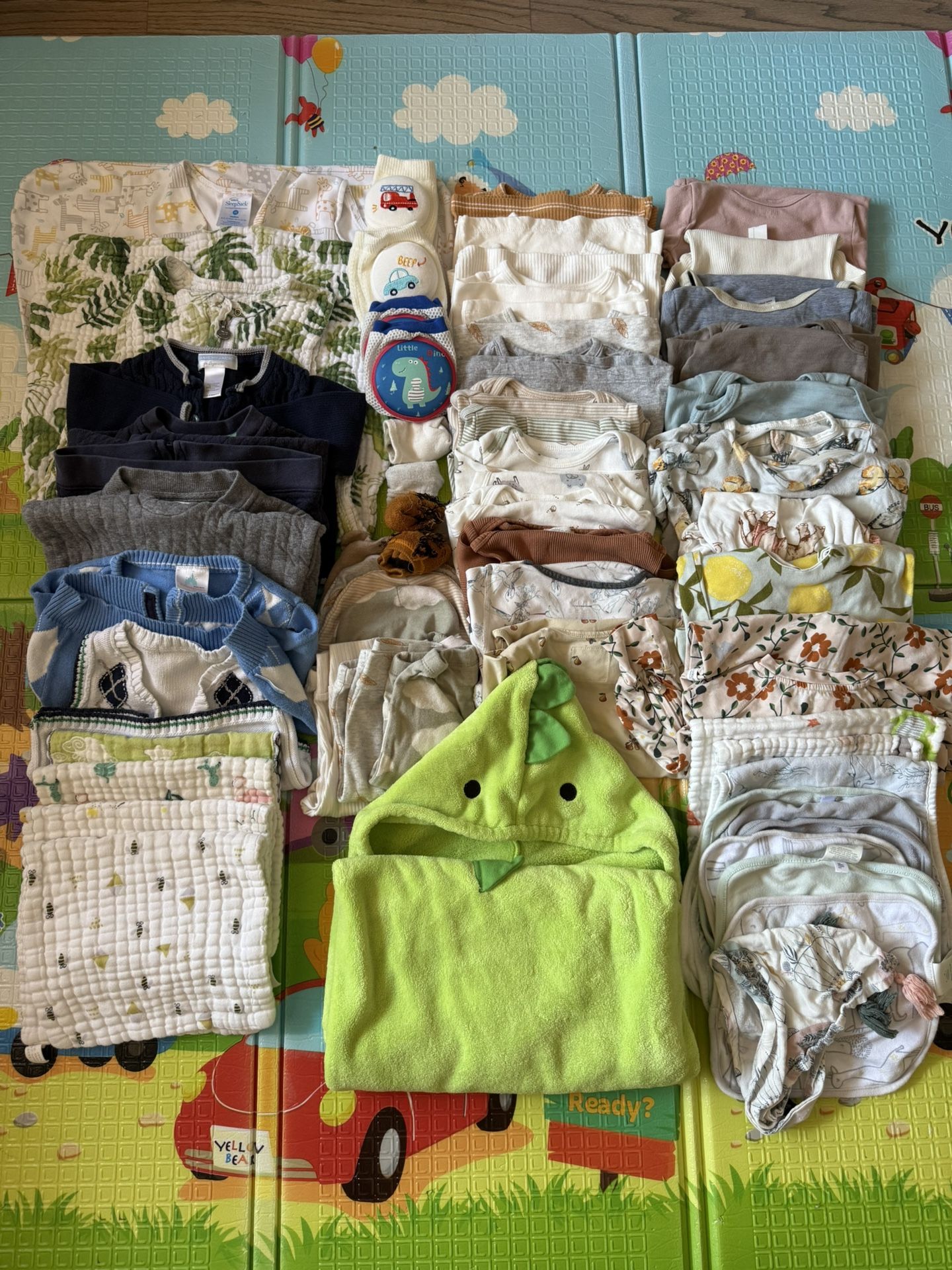 Baby Clothing Bundle with Green Dinosaur bath towel