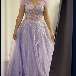 Designer Lavender Prom Dress 