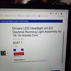 Headlight Assembly 2016 - 2019 Honda Civic Drivers Side