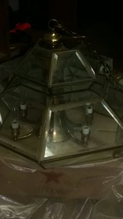 Antique beveled glass lamp, very heavy!