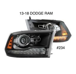 2009 To 2018 Dodge Ram Black Factory Style Projector Headlights with LED Turn Signal