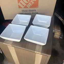 Set of Four White Bowls 