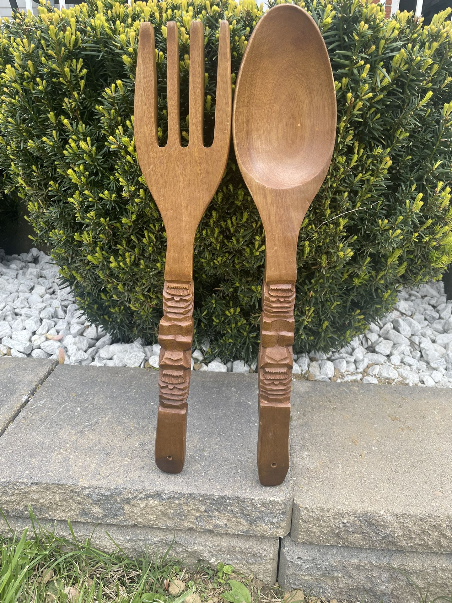 Large Wooden fork and spoon Wall Decor