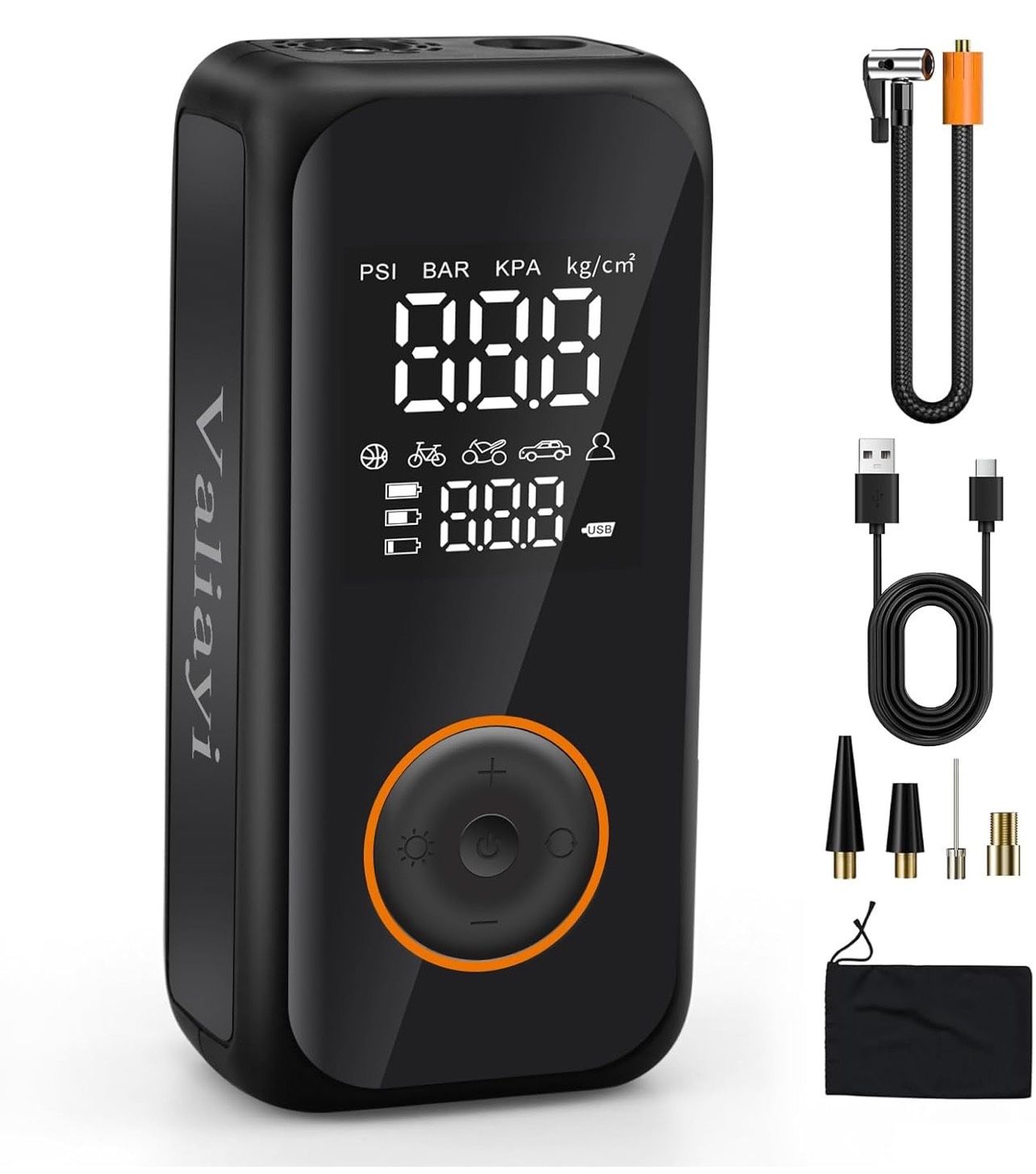 Tire Inflator Portable Air Compressor,150PSI Car Tire Inflator with Pressure Gauge,Air Pump for Car Tires with LED Lights,Pump Tire Inflator for Car,B