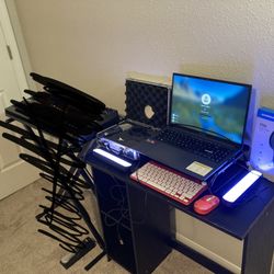 Studio Equipment, Mic , Mic Stand, Headphones, Lap Top 