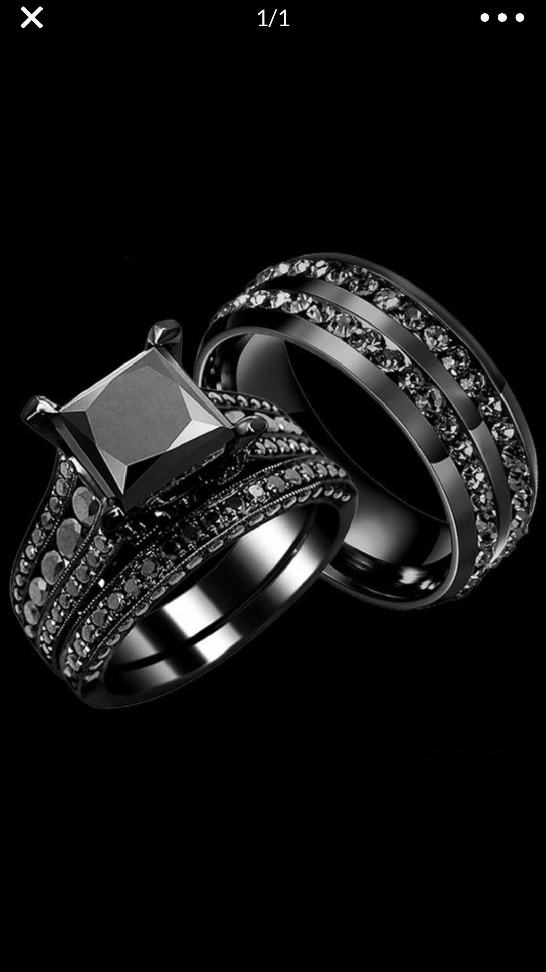 New s925 black gunmetal wedding ring set engagement ring men wedding ring