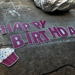 Happy Birthday Lawn Sign With Stakes 