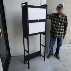 New In Box $35 Each 24x10x64 Inch Tall Metal 2 Lift Door Bathroom Shelf Over Toilet Storage Cabinet Organizer Black Or White 