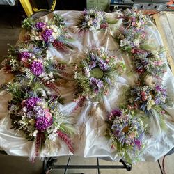 Artificial Floral Wedding Package – 10 Matching Pieces (Wall Décor + Centerpieces)