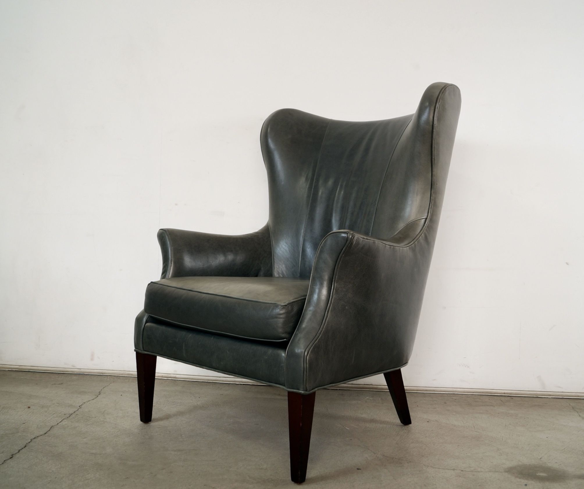 Mid Century Modern Style Butterfly Wingback Leather Arm Chair