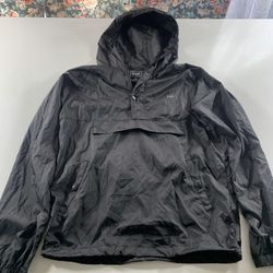 Huf Anorak Windbreaker Pullover Hoodie - Black - Size Small