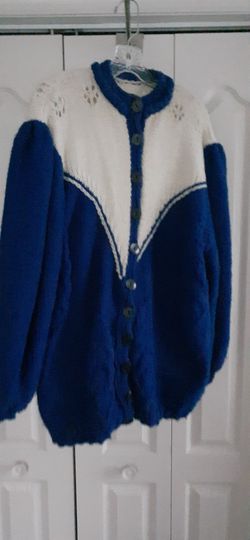 Cardigan  XL  hand Made Color Royal Blue