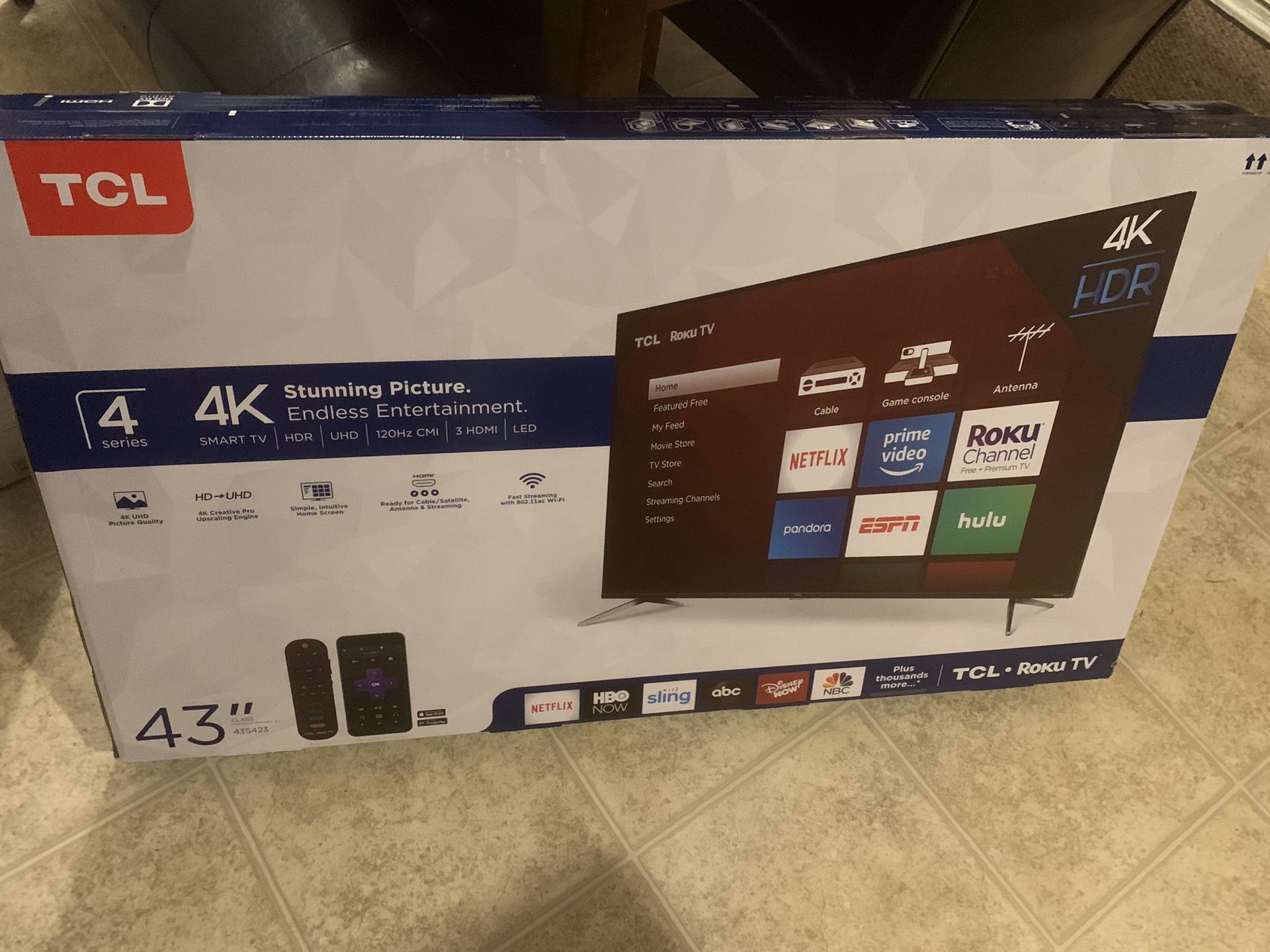 TCL 43” 4K Roku Smart TV