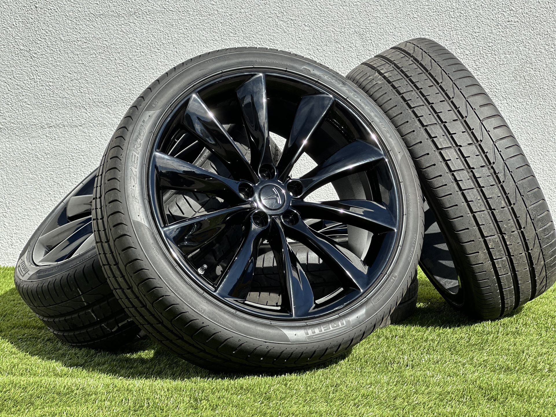 NEW 21” Tesla Model X Wheels Model S Turbine Factory oem rims 5x120 Pirelli Tires 255/40R21