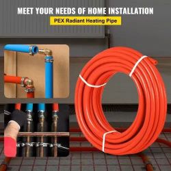 Oxygen Barrier 1/2 Inch 300 Feet Tube Coil EVOH PEX-B Pipe, for Residential Commercial Radiant Floor Heating, Red 126*