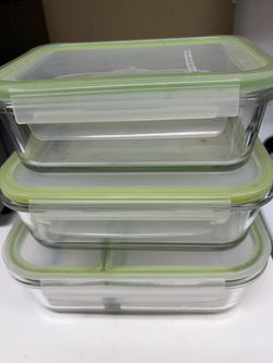 Glass Meal Prep Containers with Lids – Set of 3