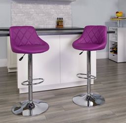 Adjustable Height Barstool Purple 32in