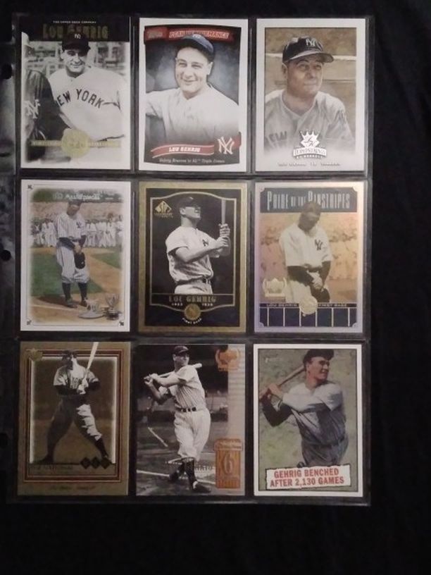 (9) Different LOU GEHRIG Baseball Card Lot New York Yankees