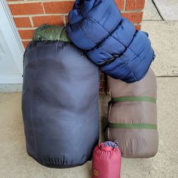 Sleeping Bags And One  Pillow For Camping
