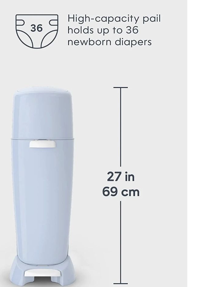 Diaper Genie Complete Pail (Blue) with Odor Control, Includes 1 Diaper Trash Can, 1 Refill, 1 Filter