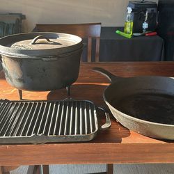 15” iron skillet, Dutch oven and griddle