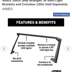 New, Jeep JK (07-18) Light Bar Mount