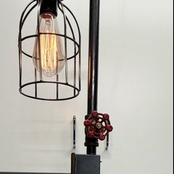 Handmade Industrial Pipe Lamp – Booker’s Bourbon Crate – Steampunk / Man Cave Bar Decor
