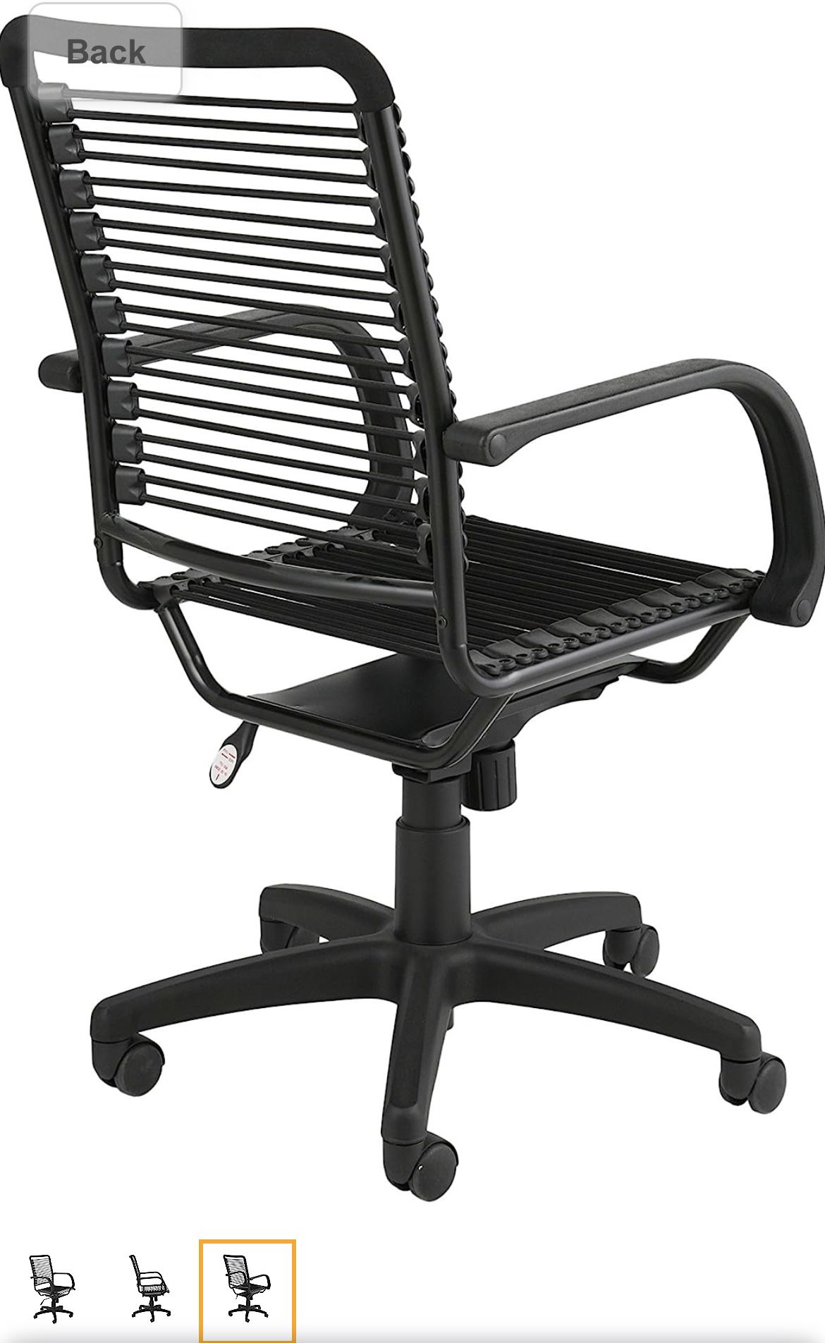 Euro Style Bungie High Back Adjustable Office Chair with Arms and Foam Top Cover, Black Bungies with Graphite Black Frame