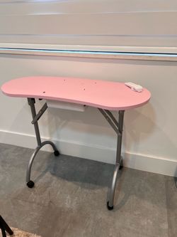 Pink Portable Manicure Nail Table