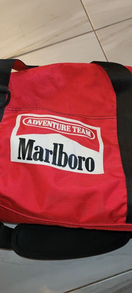 Vintage Marlboro Adventure Team Duffle Bag Large 22" Red Travel Gym Bag
