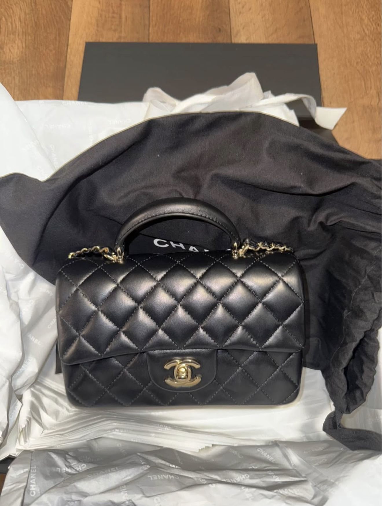 Chanel Lambskin Mini Top Handle Rectangular 