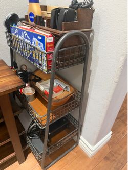 3-Tier Industrial Metal & Wood Storage Shelf