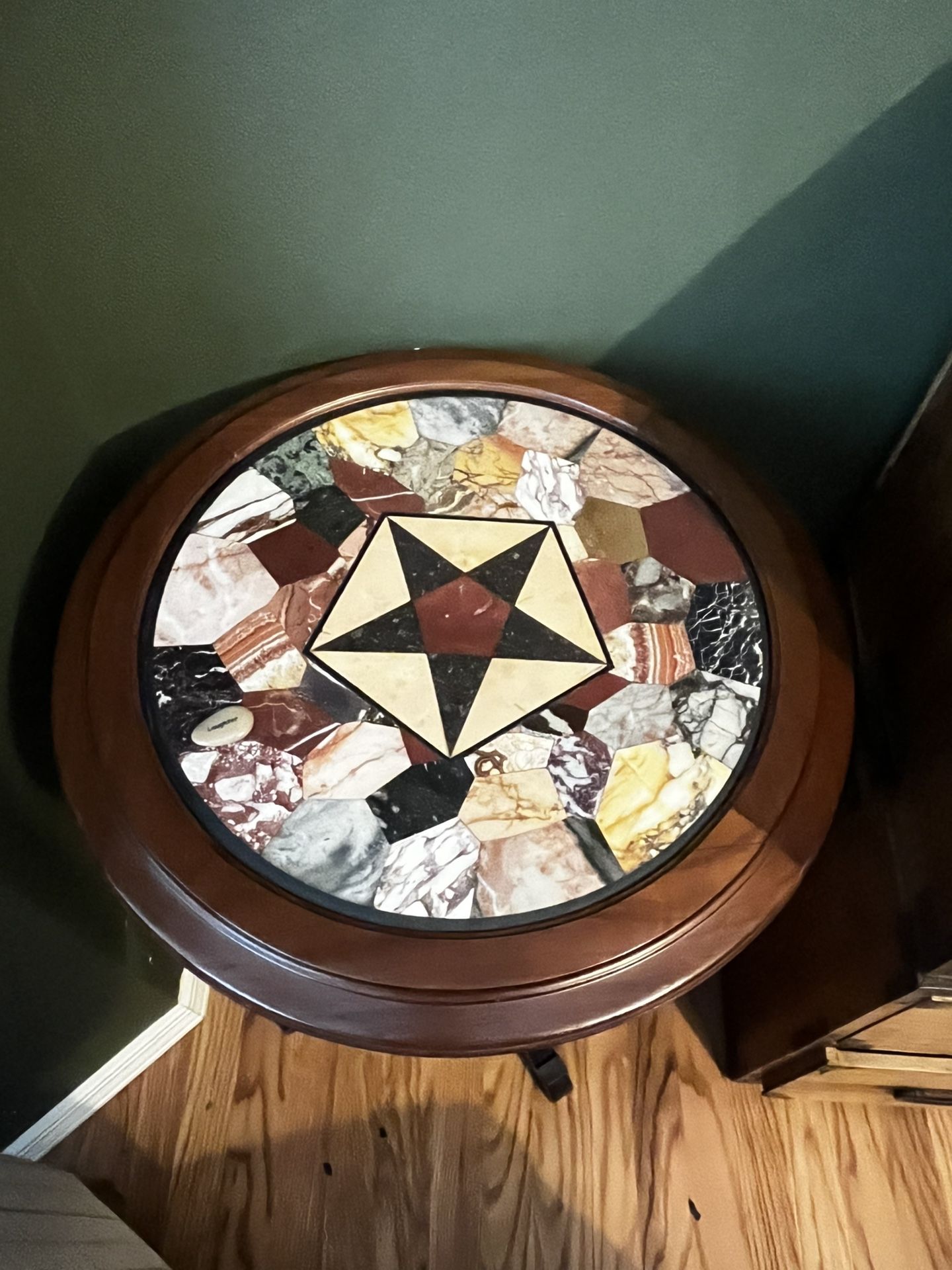 Inlaid Stone Side Table