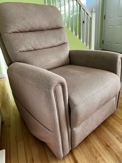 Beige Massaging Power Lift Recliner