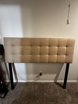 Beige Upholstered Queen Size Headboard